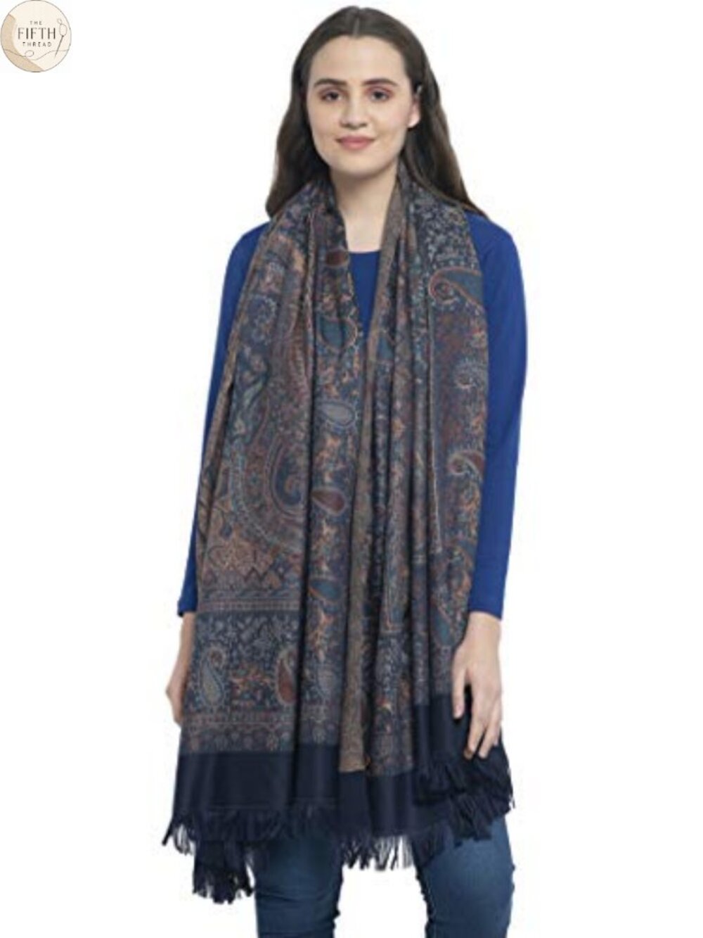 Pashmina Wool Blend Woven Shawl Scarf Wrap Large 40x80 Handicraft